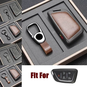 Zinc Alloy Leather Car Key Case Cover For Cadillac ESV CT5 XT4 XT5 XTS CT6 ATS - Picture 1 of 12