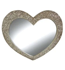 Antique French Replica Love Heart Large Wall Mirror Champagne Gold Rose 77x67cm - Picture 1 of 1