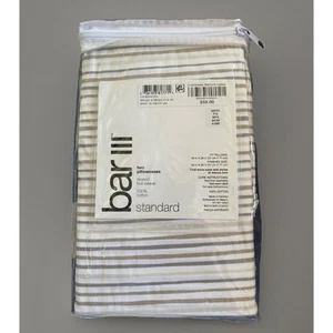 Bar III Macy's Standard Striped Pillowcases Relaxed Twill Weave Cotton orig $50 - Picture 1 of 5