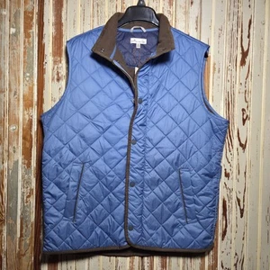 NEW Peter Millar Essex Quilted Travel Vest Mens Medium NWT Blue & Brown - Picture 1 of 7
