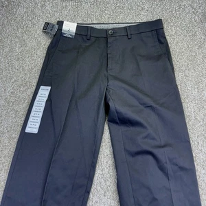NEW Haggar Iron Free Premium Khaki Pants Mens Straight Fit 32x32 Gray Flat Front - Picture 1 of 12