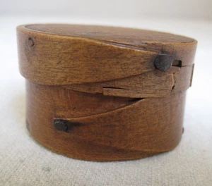 Antique Early Wood Miniature Pantry Box Round Finger Lap Penny Nails 2" diameter - Picture 1 of 13