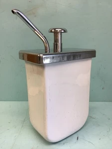 Vintage manuelle Soda Brunnen Sirup Pumpe Edelstahl und Keramik 14"H - Bild 1 von 10