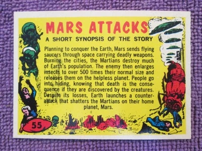 Original 1962 Mars Attacks #55 Mars Attacks Synopsis of the Story Bubbles cards - Image 1 of 4