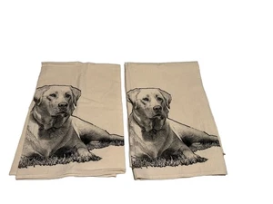 Eric & Christopher Labrador Retriever Dog Tea Towel Pair Two 27 X 27 Cotton USA - Picture 1 of 9