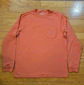 Vineyard Vines T Shirt Mens Large Blue Long Sleeve Pocket Whale Tee Spell Out - Picture 1 of 12