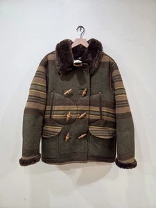 RRL Ralph Lauren Striped Peacoat Shearling Southwest Jacket Men's Size Large NWT - Picture 1 of 11