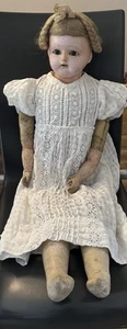 Alte Pappmaschee Biedermeier Puppe Pauline Puppe ca 78 cm Zum Verschönern - Bild 1 von 17