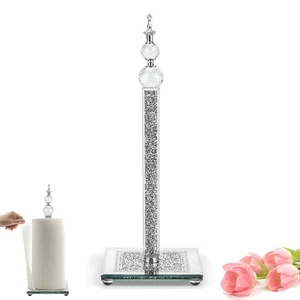 Silver Glass Paper Towel Holder,Crushed Diamond Standing Paper Towel Roll Hol... - Bild 1 von 7