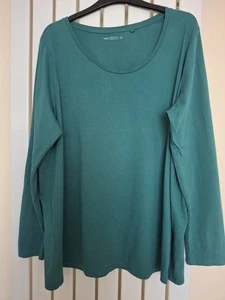 Next Scoop Neck 100% Cotton Casual Top. Size 20(49") Dark Green - Picture 1 of 2