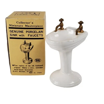 Shackman 1970s Porcelain Sink Dollhouse Miniature with Faucets - Image 1 of 4