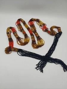 ~1920's FLAPPER INSPIRED BEADED STRAND OPEN ENDED LARIAT NECKLACE WITH TASSELS - Picture 1 of 5