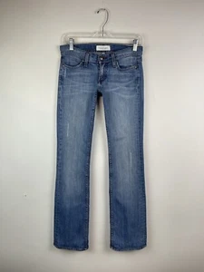 Jeans abituali donna taglia 25 vita bassa gamba dritta effetto invecchiato lavaggio leggero - Foto 1 di 8