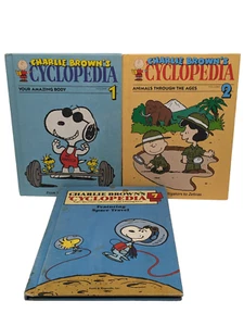 3-1980 Charlie Brown's 'Cyclopedia Books By Charfles Schulz-Hard Cover-Free Ship - Picture 1 of 17