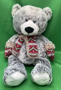 Hugfun International Plush Brown Teddy Bear Plush With Cute Scarf & Mittens 17" - Picture 1 of 7