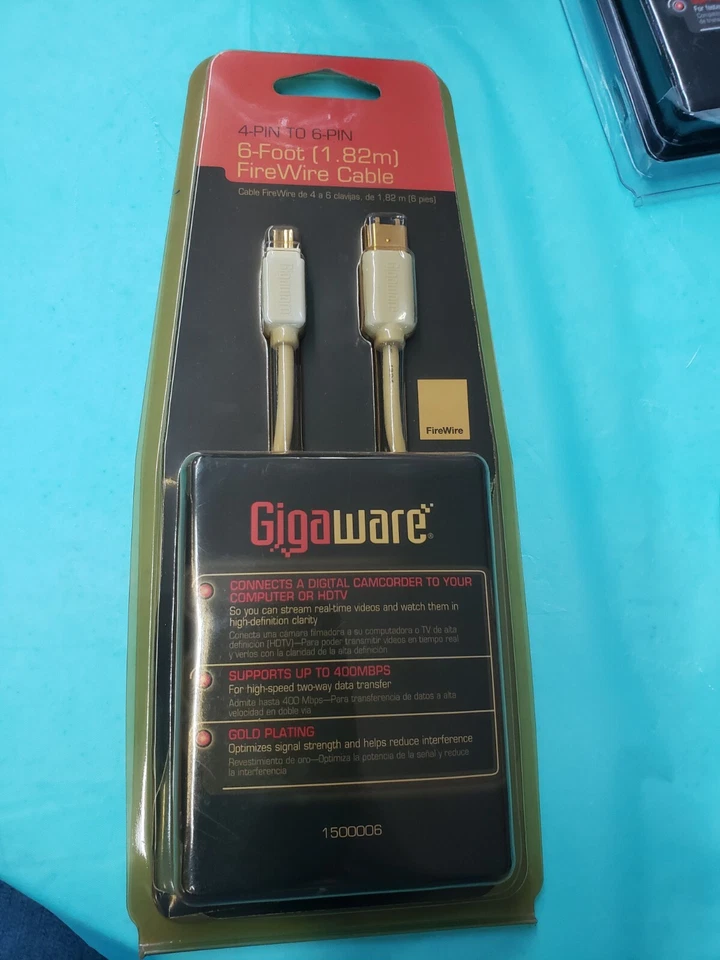 RadioShack GigaWare 4-Pin to 6-Pin 6-Foot FireWire Cable No. 150-0006 - Image 1 of 1