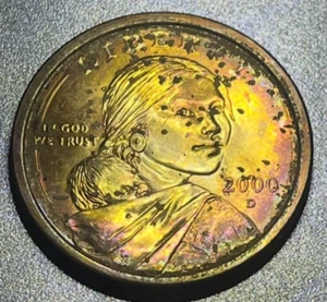 2000 D SACAGAWEA - GORGEOUS 1 DOLLAR COIN. CORROSION PRESENT OBV., RARE FIND. - Picture 1 of 2