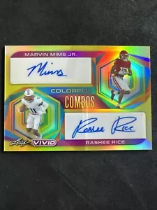 2023 LEAF COLORFUL COMBOS MARVIN MIMS JR RASHEE RICE DUAL AUTO /10 - Picture 1 of 3