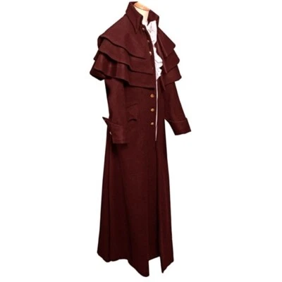 Costum Men's Jackets Medieval Victorian Style Cloak Frock Coat Long Trench Cape - Image 1 of 4