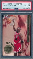 MICHAEL JORDAN 1996-97 SKYBOX NBA HOOPS SUPERFEATS PSA 10 GEM MINT CARD #1!