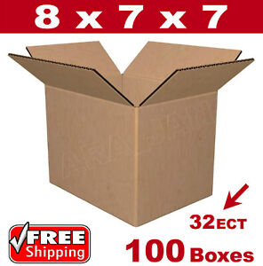 100 - 8x7x7 Cardboard Boxes Mailing Packing Shipping Box 32ECT Corrugated Carton