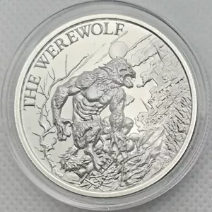 Hombre lobo 1 oz plata 0,999 redondo folclore europeo mitología de Londres cambio de forma - Imagen 1 de 5