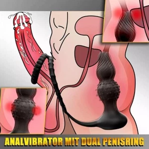 Penis Cock Ring for Men Erection Anal Butt Plug Vibrator Prostate Massager - Picture 1 of 13