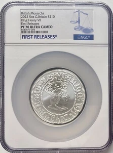 2022 Großbritannien 5 oz Silber 10 £ King Henry VII NGC PF-70 UCAM FR - Bild 1 von 4