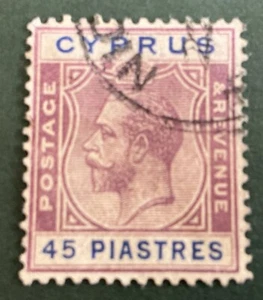 Cyprus George V 1924/28 45p Purple & Blue Very Fine Used SG116 C/V £50.00 2023 - Picture 1 of 2