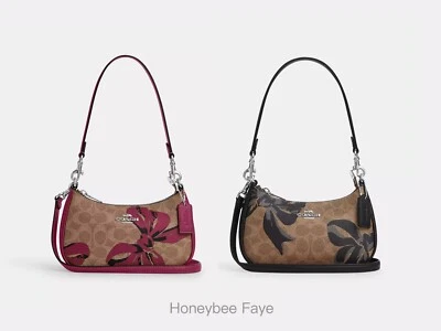 NWT Coach Teri Mini Crossbody Bag In Signature Canvas With Bow Print CY733 - Image 1 of 4