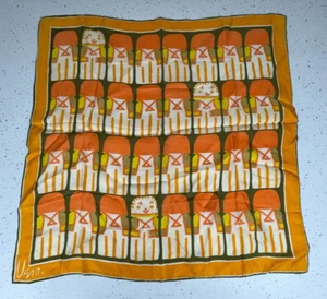 Vera Retro Orange People Square Rayon Scarf - Picture 1 of 5