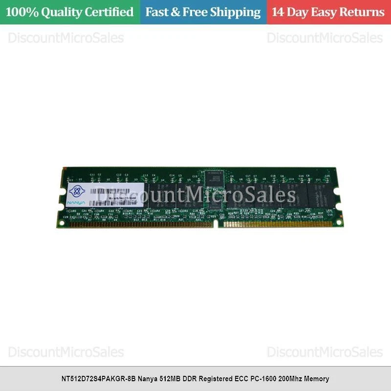 NT512D72S4PAKGR-8B Nanya 512MB DDR Registered ECC PC-1600 200Mhz Memory - Image 1 of 1