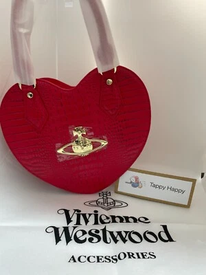 Vivienne Westwood Red Heart Shaped Shoulder Bag Orb Motif Croco New  F/J - Image 1 of 4