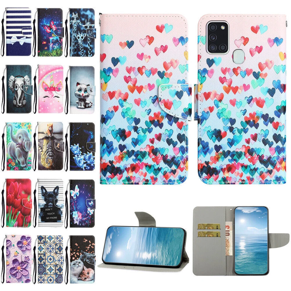 Flower Dog Cat Butterfly Wallet Phone Case For Samsung A21S A51 A50 A70 A30 A750 - Image 1 of 4