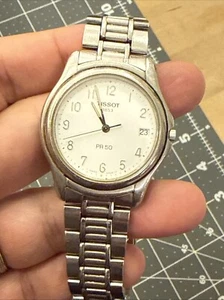 Vintage Tissot PR50 men's watch stainless runs for repair - Afbeelding 1 van 12