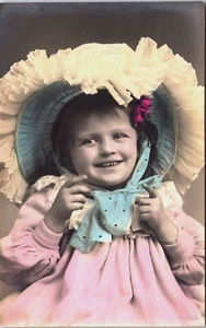 Girl Fashion Children Fashion Colored Vintage RPPC B207 - Picture 1 of 2