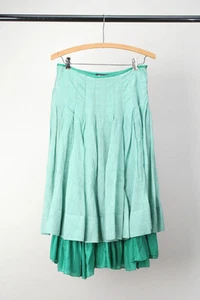 DKNY Donna Karan - Green Layered Cotton & Silk Skirt Sz 2 Y2K - Picture 1 of 4