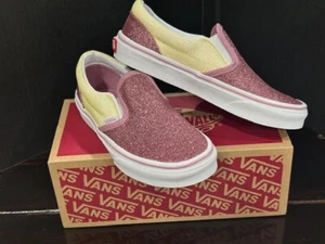 NEW Vans Classic Slip On x Kids Size 2.5 Shoes GLITTER Canvas Sneakers - Picture 1 of 20