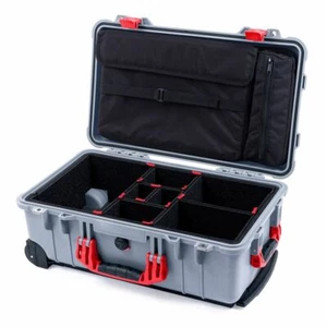 Silver & Red Pelican 1510 case with TrekPak Dividers & computer lid pouch - Picture 1 of 3