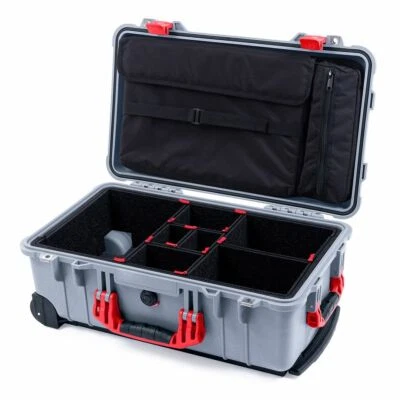 Silver & Red Pelican 1510 case with TrekPak Dividers & computer lid pouch - Image 1 of 3