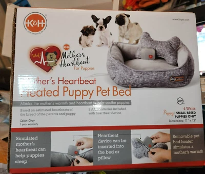 K&H Pet, Mother's Heartbeat Heated Puppy Pet Bed with Bone Pillow Small NIB - Image 1 of 2