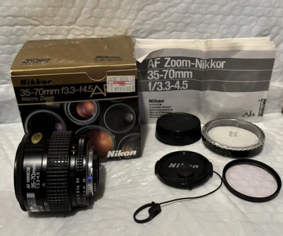 Nikon AF NIKKOR 35-70mm Macro f/3.3-4.5 Autofocus Camera Lens w/Box Caps Filter - Image 1 of 4