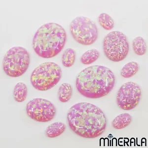 CABOCHON SINTETICO ROSA CREATO LABORATORIO FORMA OVALE OPALE VARIE MISURE WP00295 - Foto 1 di 3