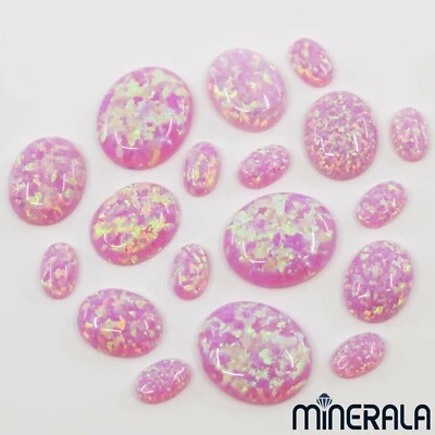 PINK SYNTHETIC LAB CREATED OPAL OVAL SHAPE CABOCHON VARIOUS SIZES WP00295 - Image 1 of 3