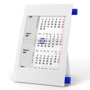 3-Monats-Tischkalender für 2025 & 2026 mit Drehmechanik - weiß/blau - Bild 1 von 2