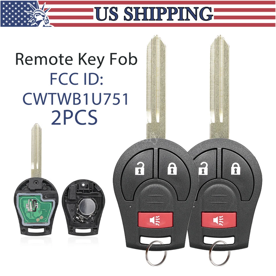 2 Llavero remoto para Nissan Versa Note 2014 2015 2016 2017 2018 2019 CWTWB1U751 Foto 1 de 4