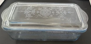Vintage FIRE KING REFRIGERATOR DISH with LIid BLUE SAPPHIRE PHILBE LOAF PAN / - Picture 1 of 6