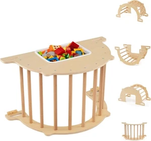 Kletterbogen aus Holz Bogenwippe Holzwippe Klettergerüst mit Aufbewahrungsbox - Bild 1 von 7
