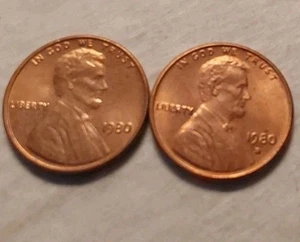 1980 PD Lincoln Memorial Uncirculated Red Pennies - Clean w/Nice Red Color - Picture 1 of 5