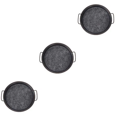  3 Pack Eisen Tablett Serviertablett Mit Henkel Bauernhaus-Serviertablett - Bild 1 von 4